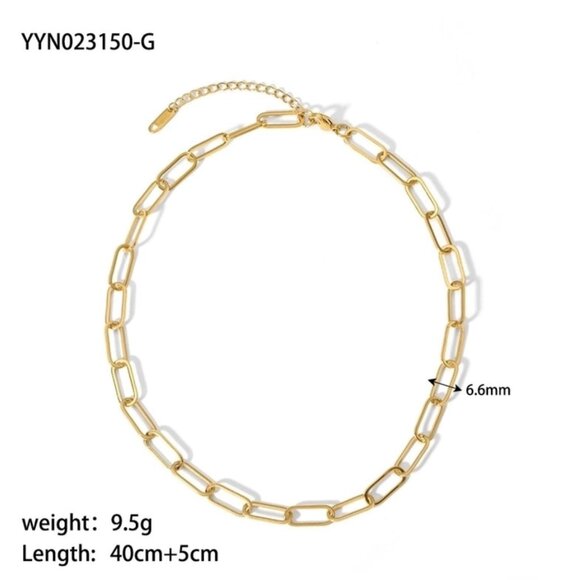 Paperclip Stainless Steel 18K Gold Plated Necklace and Bracelet - Picture 3 of 3